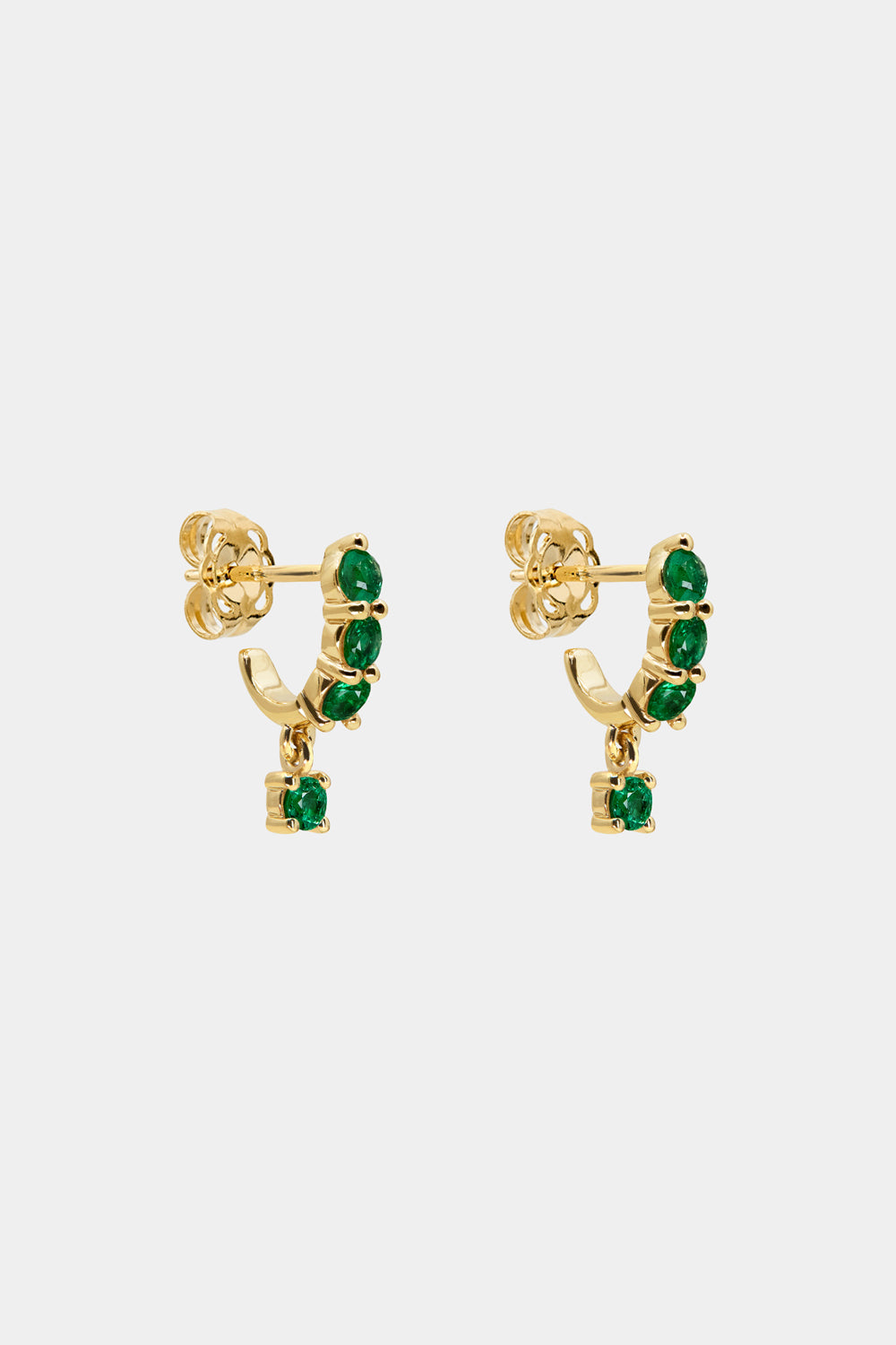 Emerald Georgie Hoops | 18K Yellow Gold