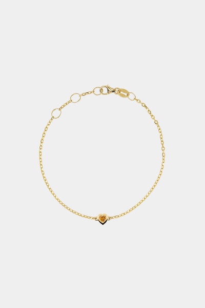 14K Yellow Gold Oval Link Bracelet with Engravable Heart