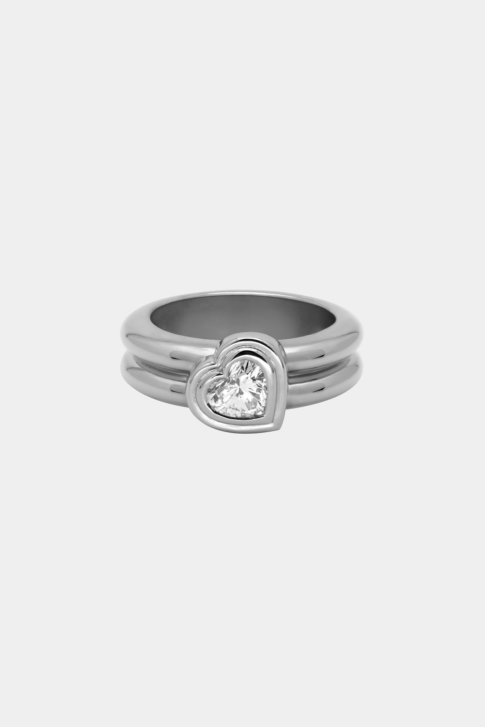 Roma Heart Diamond Ring | 18K White Gold| Natasha Schweitzer