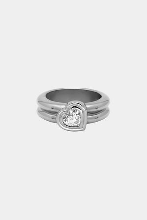 Roma Heart Diamond Ring | 18K White Gold | Natasha Schweitzer