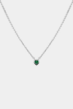 Heart Gemstone Necklace | 9K White Gold | Natasha Schweitzer