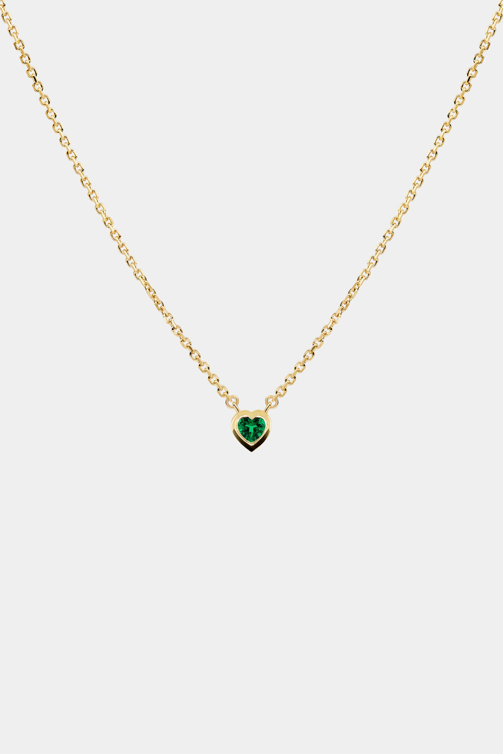 Heart Gemstone Necklace | 9K Yellow Gold