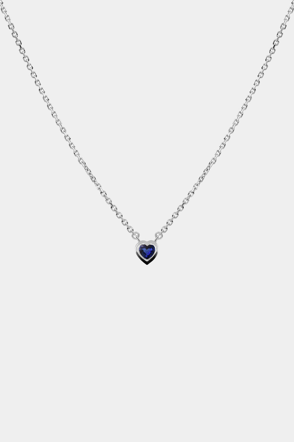 Heart Gemstone Necklace | 9K White Gold