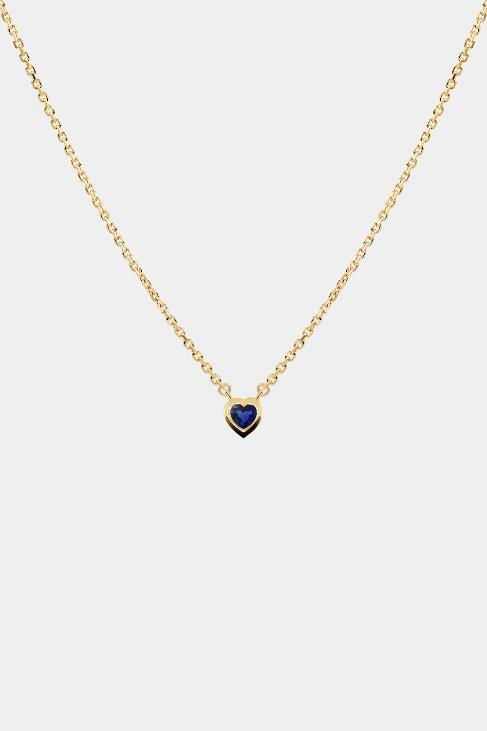 Heart Gemstone Necklace | 9K Yellow Gold