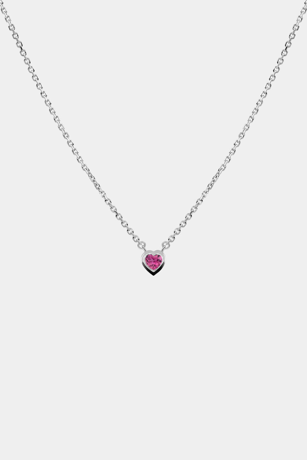 Heart Gemstone Necklace | 9K White Gold