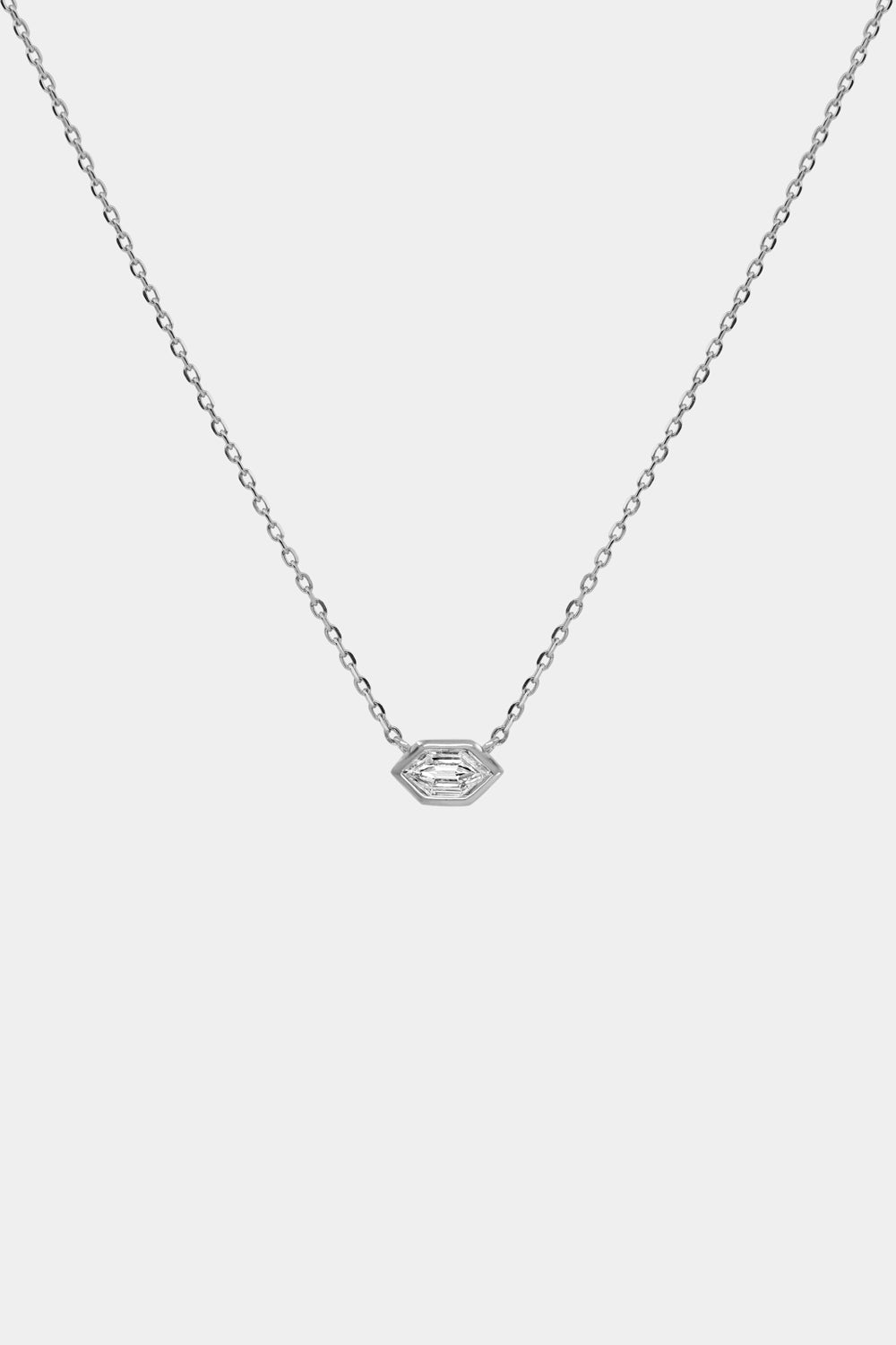 Hexagonal Diamond Necklace | 18K White Gold