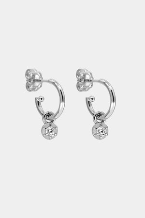 Elsa Hoops with Diamond Drop | 9K White Gold | Natasha Schweitzer