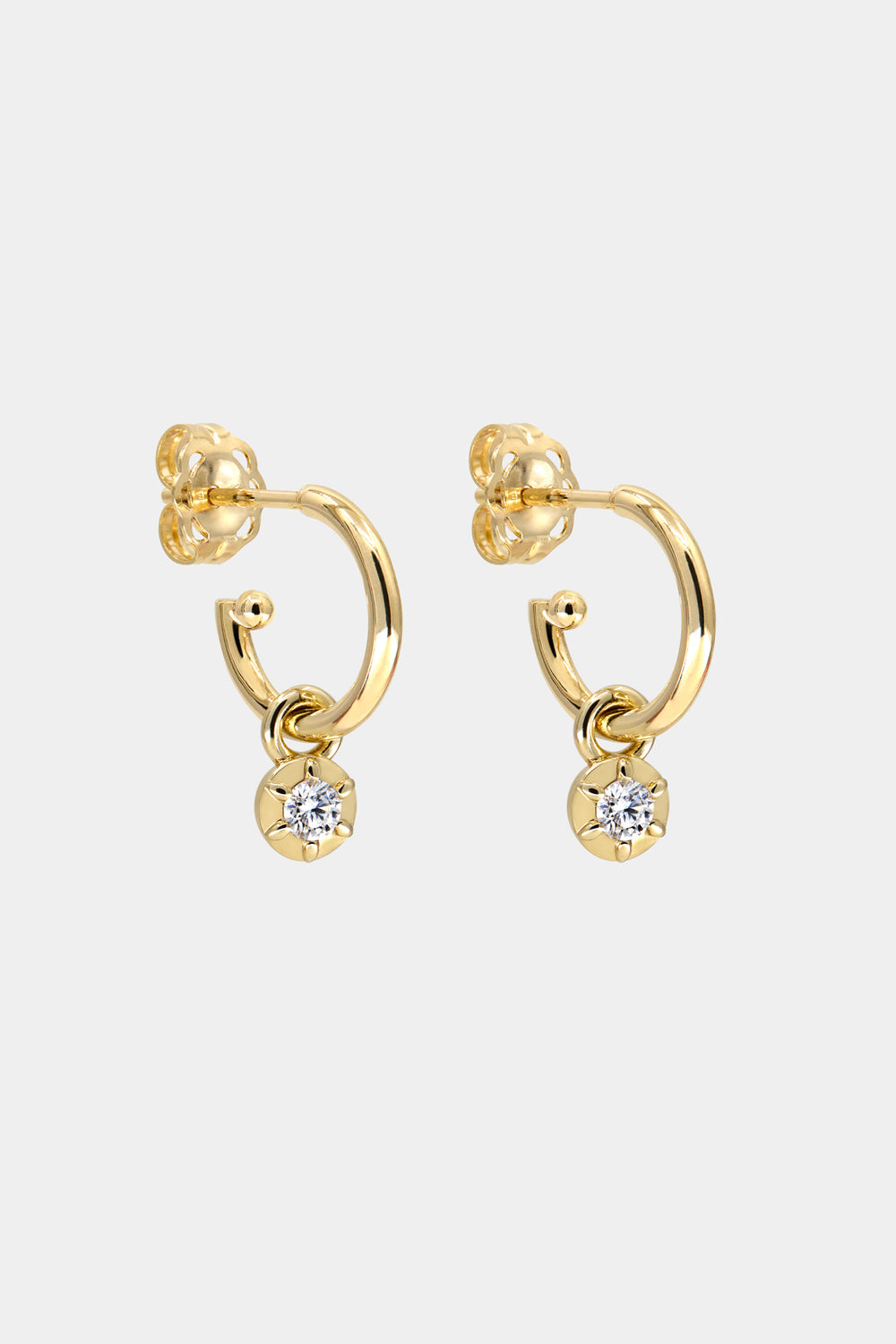 Elsa Hoops with Diamond Drop | 9K Yellow Gold