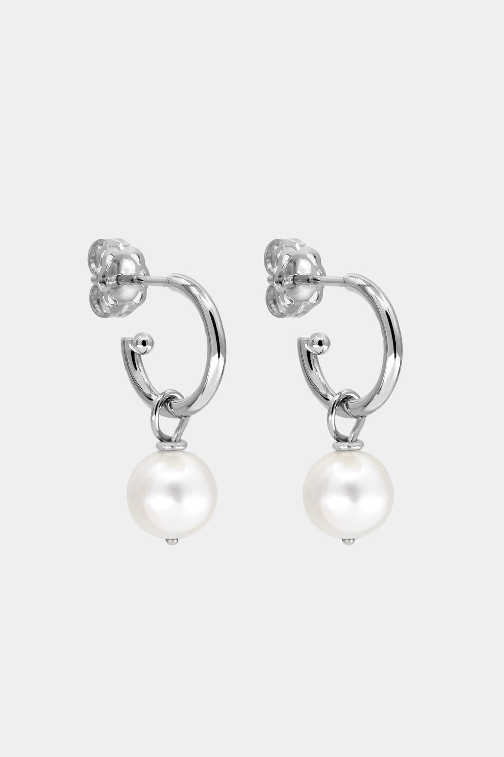 Elsa Hoops with Pearl Drop | Silver