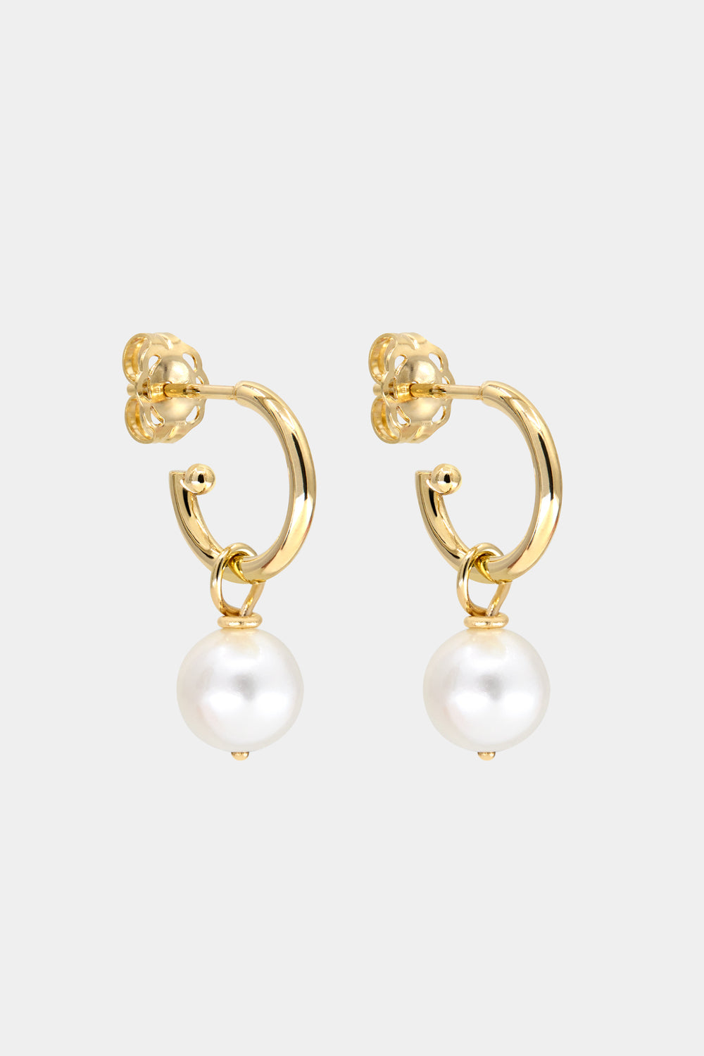 Elsa Hoops with Pearl Drop  | 9K Yellow Gold