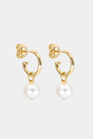 Elsa Hoops with Pearl Drop  | 9K Yellow Gold | Natasha Schweitzer