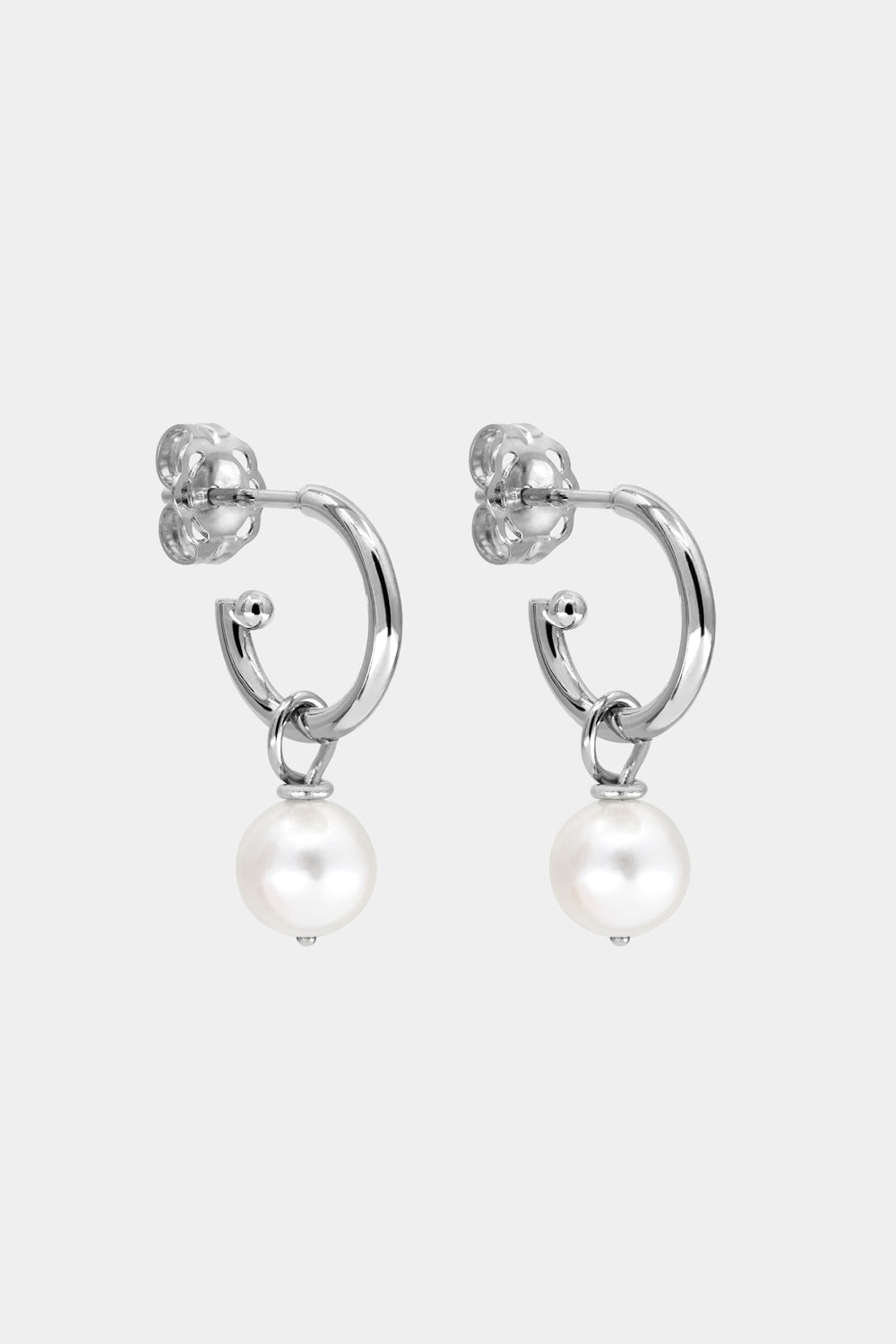 Elsa Hoops with Pearl Drop  | 9K White Gold| Natasha Schweitzer