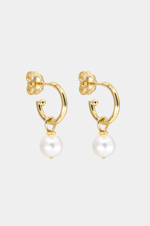 Elsa Hoops with Pearl Drop  | 9K Yellow Gold | Natasha Schweitzer