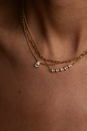 Curved Pear Diamond Bar Necklace | 18K Yellow Gold | Natasha Schweitzer
