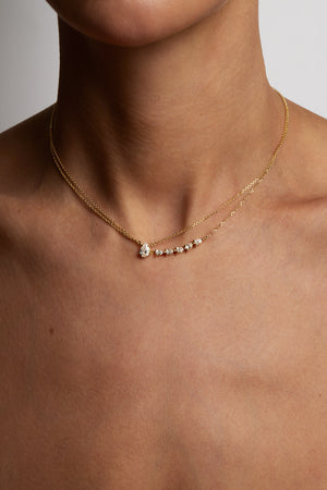 Curved Pear Diamond Bar Necklace | 18K Yellow Gold | Natasha Schweitzer