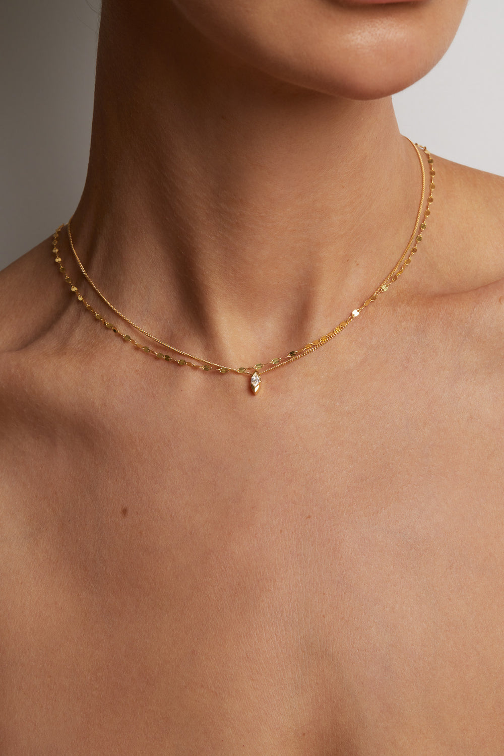 Mini Marquise Diamond Necklace | 9K Yellow or Rose Gold| Natasha Schweitzer