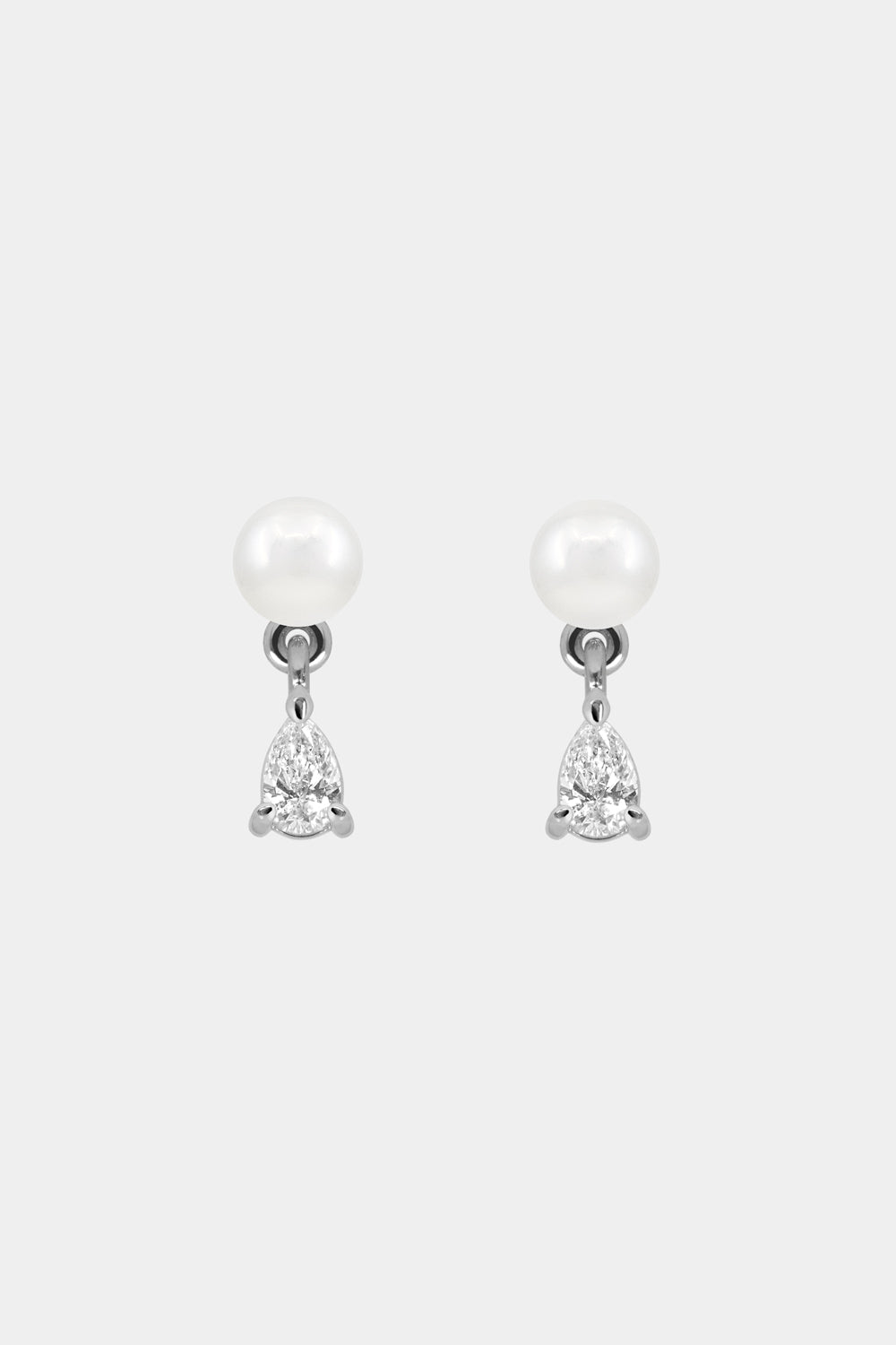 Ilona Pearl And Pear Diamond Studs | 18K White Gold