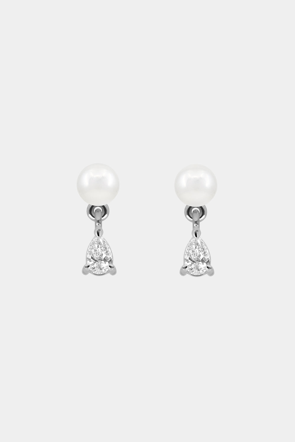 Ilona Pearl And Pear Diamond Earrings | 18K White Gold