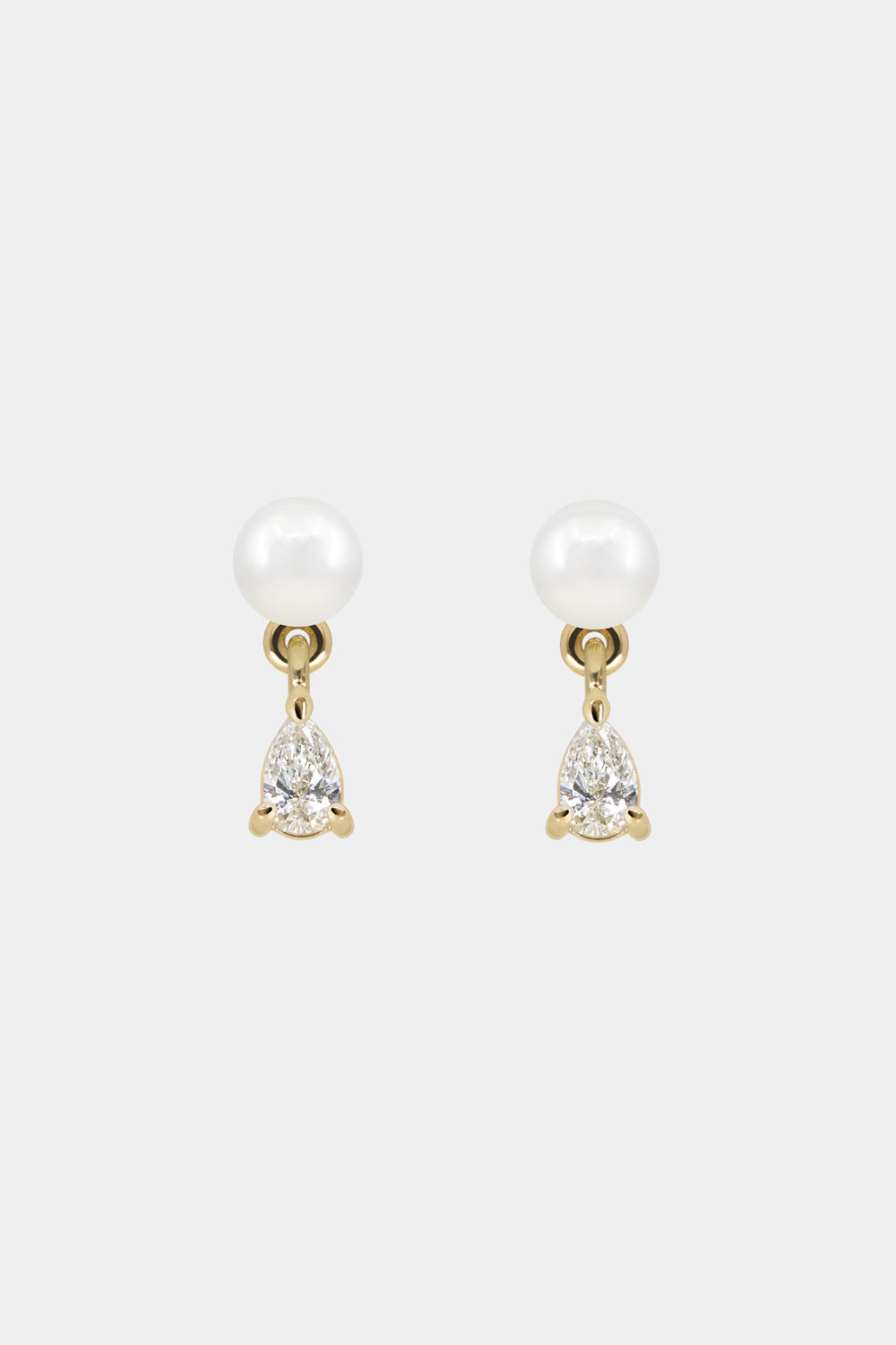 Ilona Pearl And Pear Diamond Earrings | 18K Yellow Gold