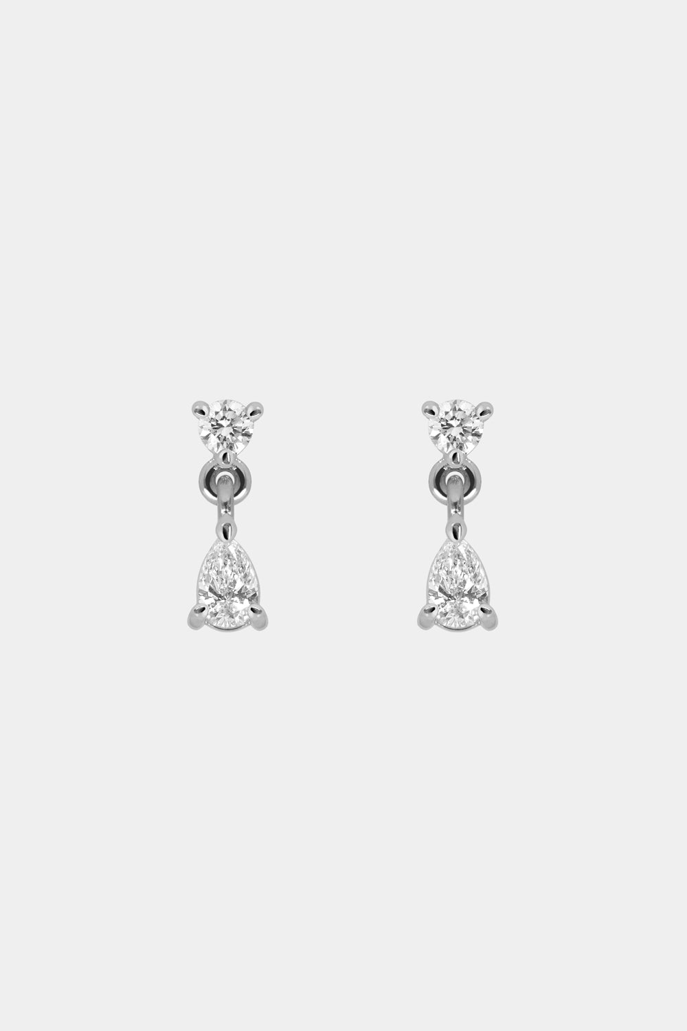 Ilona Round And Pear Diamond Earrings | 18K White Gold