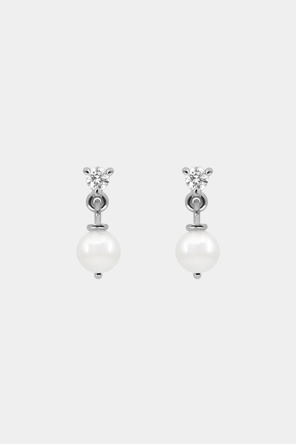 Ilona Round Diamond And Pearl Earrings | 9K White Gold