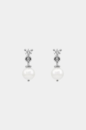 Ilona Round Diamond And Pearl Earrings | 9K White Gold | Natasha Schweitzer