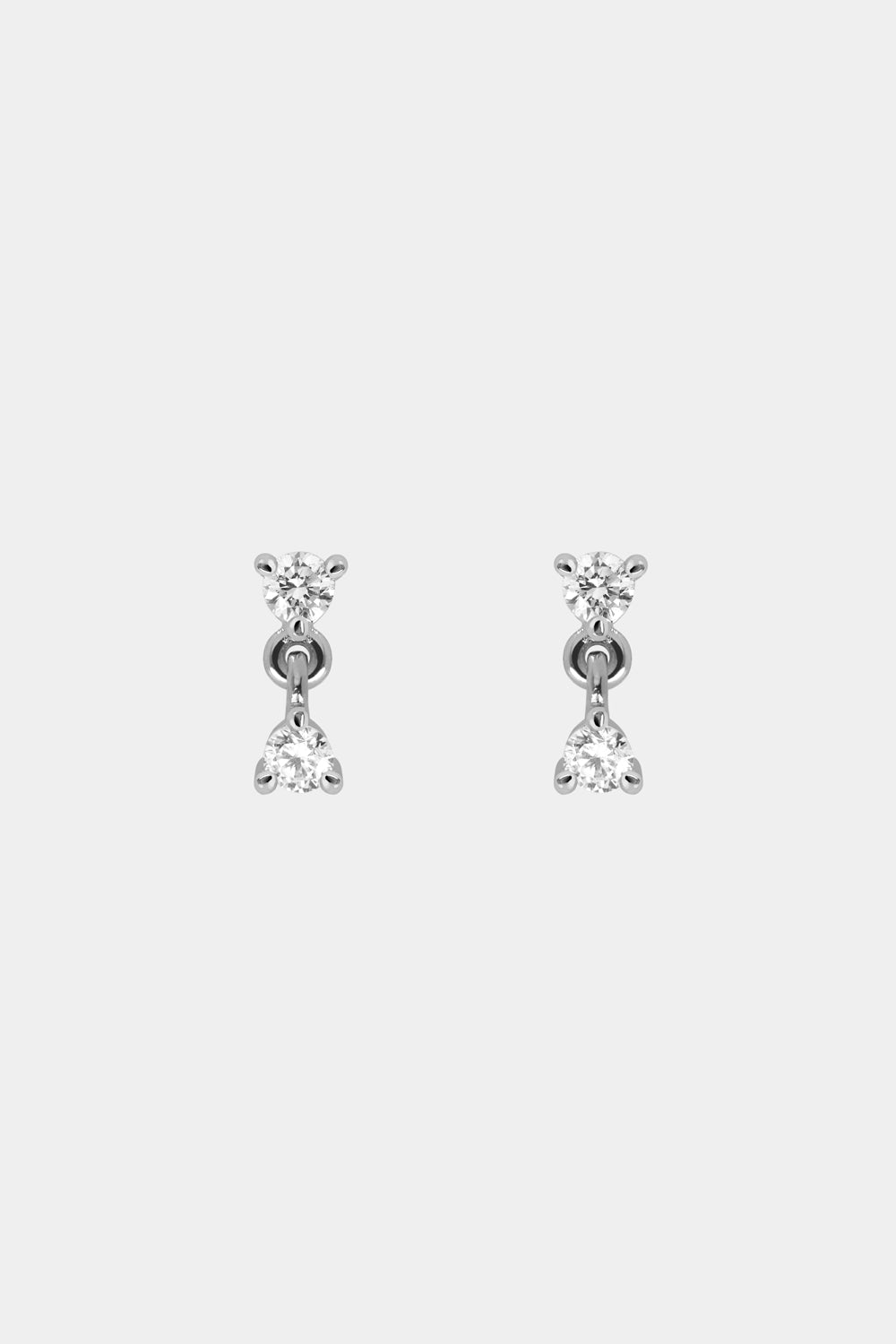 Ilona Round Duo Diamond Earrings | 9K White Gold