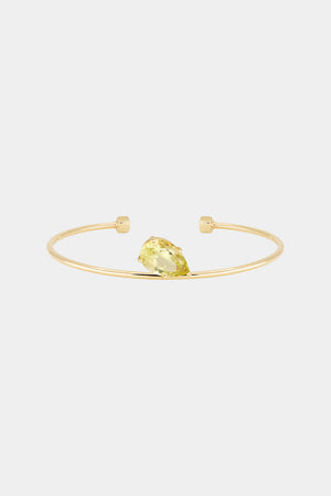Jolie Cuff with Floating Pear Lemon Quartz | 9K Yellow Gold | Natasha Schweitzer