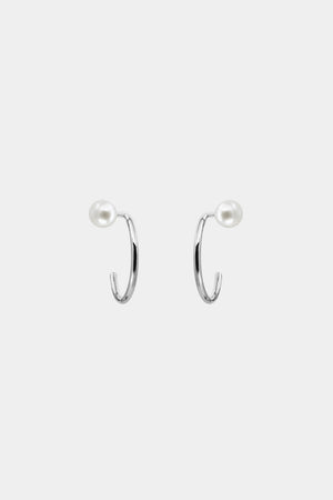 Lara Hoops with Pearl | Silver | Natasha Schweitzer