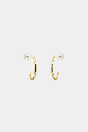 Lara Hoops with Pearl | 9K Yellow Gold | Natasha Schweitzer