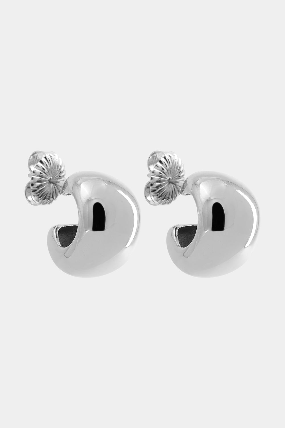 Large Blob Hoops | Silver or 9K White Gold