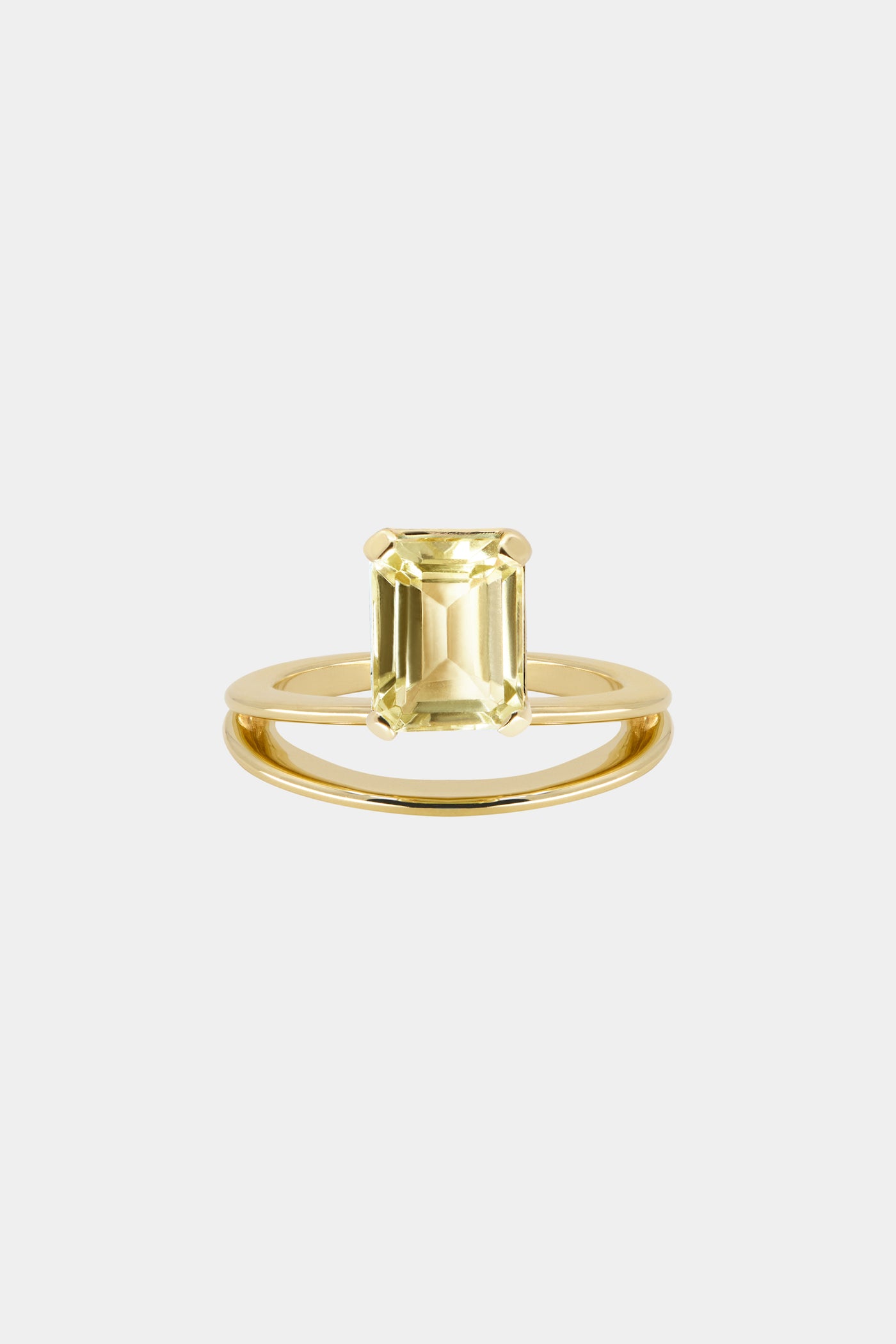 Double Band Gemstone Ring | 9K Yellow Gold