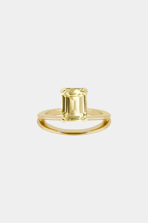 Double Band Gemstone Ring | 9K Yellow Gold | Natasha Schweitzer