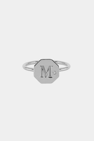 Letter Ring | 9K White Gold | Natasha Schweitzer