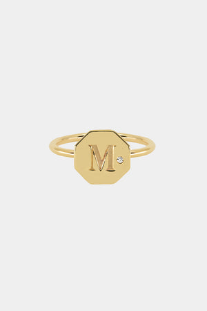 Letter Ring | 9K Yellow Gold | Natasha Schweitzer