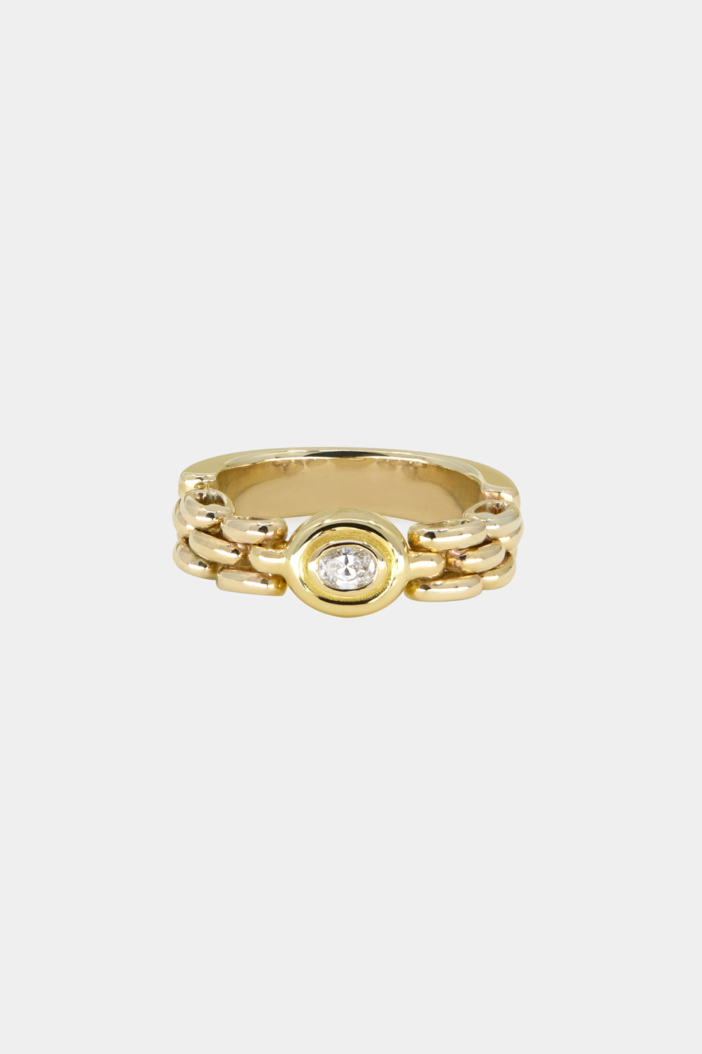 Oval Diamond Margot Chain Ring | 18K Yellow Gold