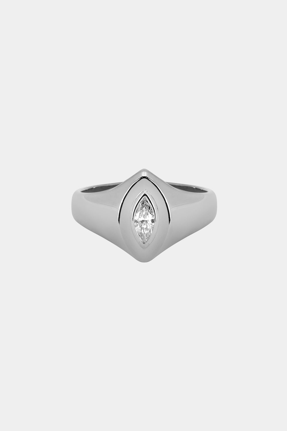 Marquise Diamond Signet Ring | White Gold