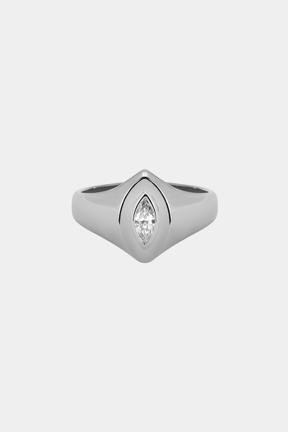 Marquise Diamond Signet Ring | White Gold| Natasha Schweitzer