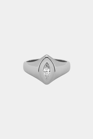 Marquise Diamond Signet Ring | White Gold | Natasha Schweitzer