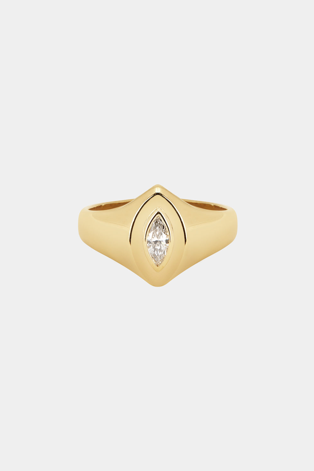 Marquise Diamond Signet Ring | Yellow Gold| Natasha Schweitzer