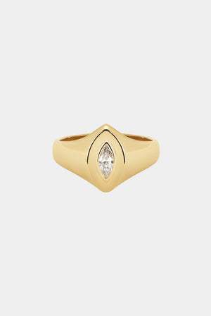 Marquise Diamond Signet Ring | Yellow Gold | Natasha Schweitzer
