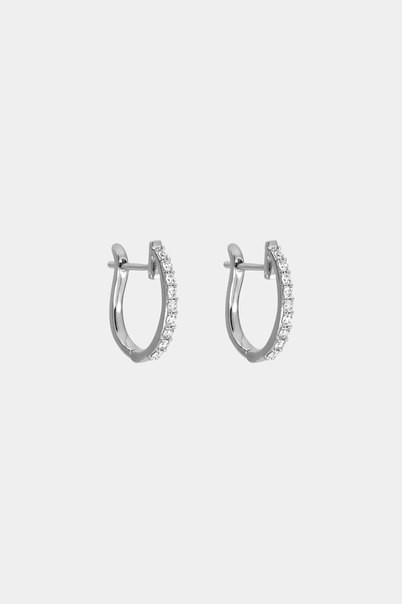 Medium Diamond Huggies | 18K White Gold