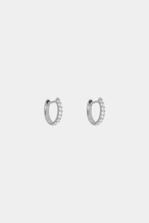 Micro Diamond Huggies | 18K White Gold | Natasha Schweitzer