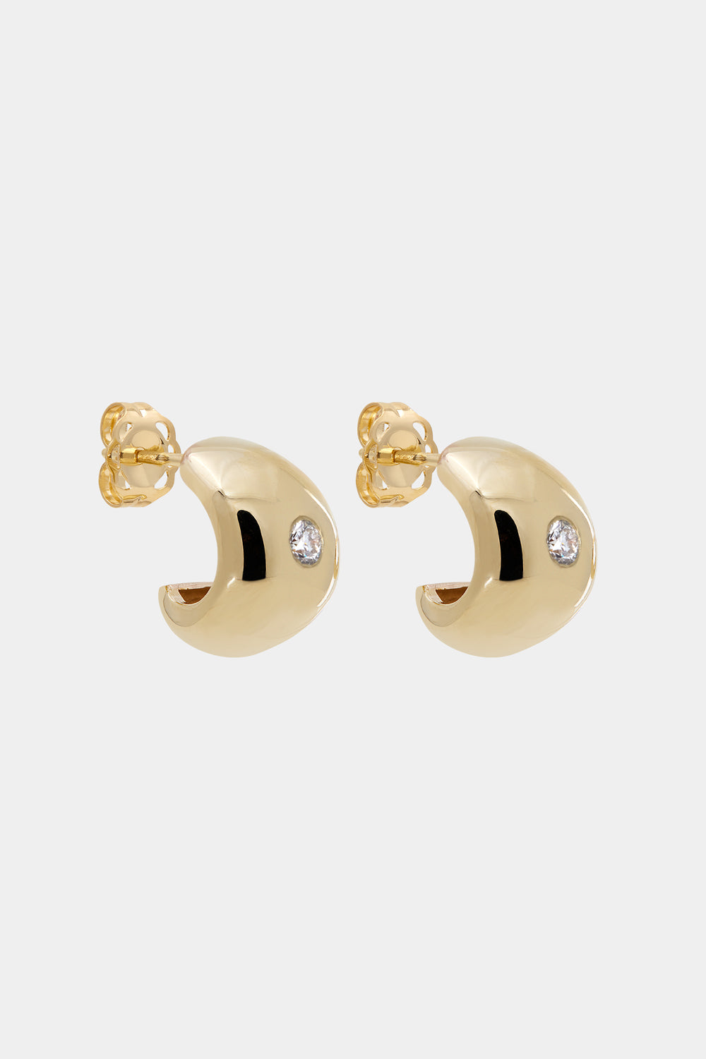 Medium Blob Diamond Hoops | 9K Yellow Gold