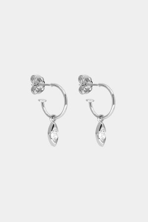 Mini Marquise Diamond Hoops | 9K White Gold | Natasha Schweitzer
