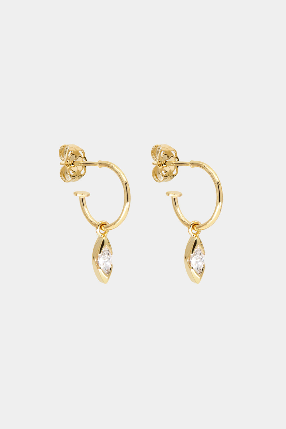 Mini Marquise Diamond Hoops | 9K Yellow Gold| Natasha Schweitzer