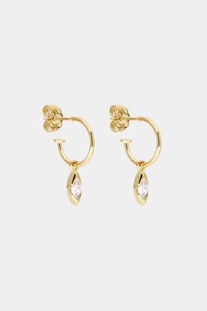 Mini Marquise Diamond Hoops | 9K Yellow Gold | Natasha Schweitzer