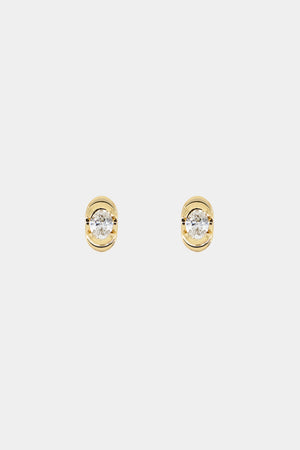Mini Oval Diamond Studs | 18K Yellow Gold | Natasha Schweitzer