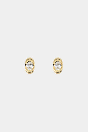 Mini Oval Diamond Studs | 18K Yellow Gold | Natasha Schweitzer