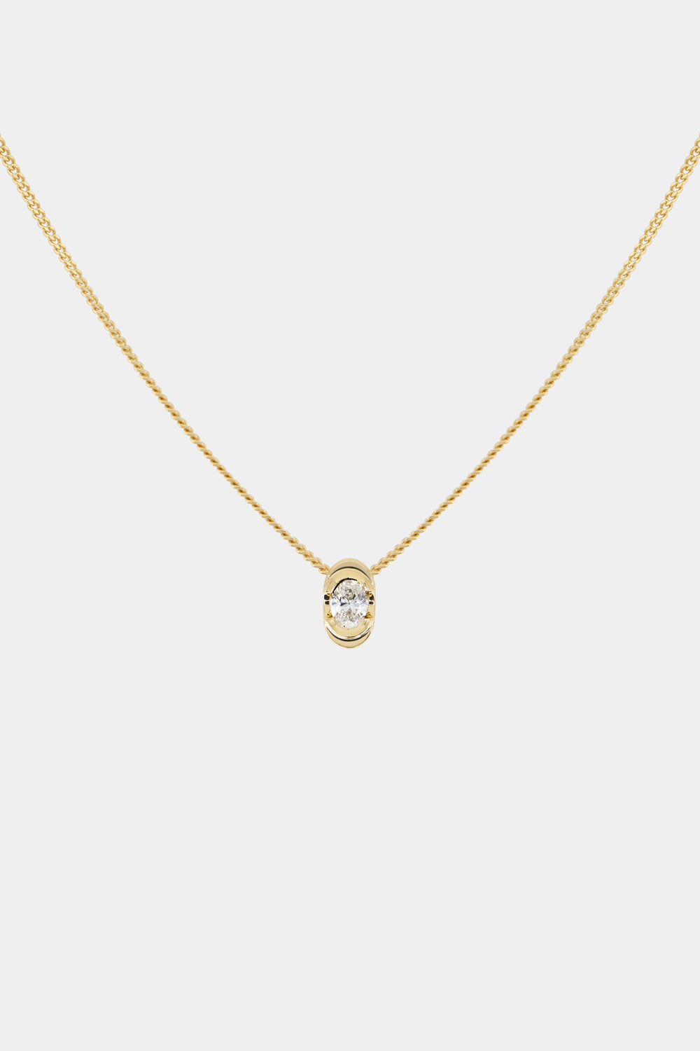 Mini Oval Diamond Necklace | Yellow Gold